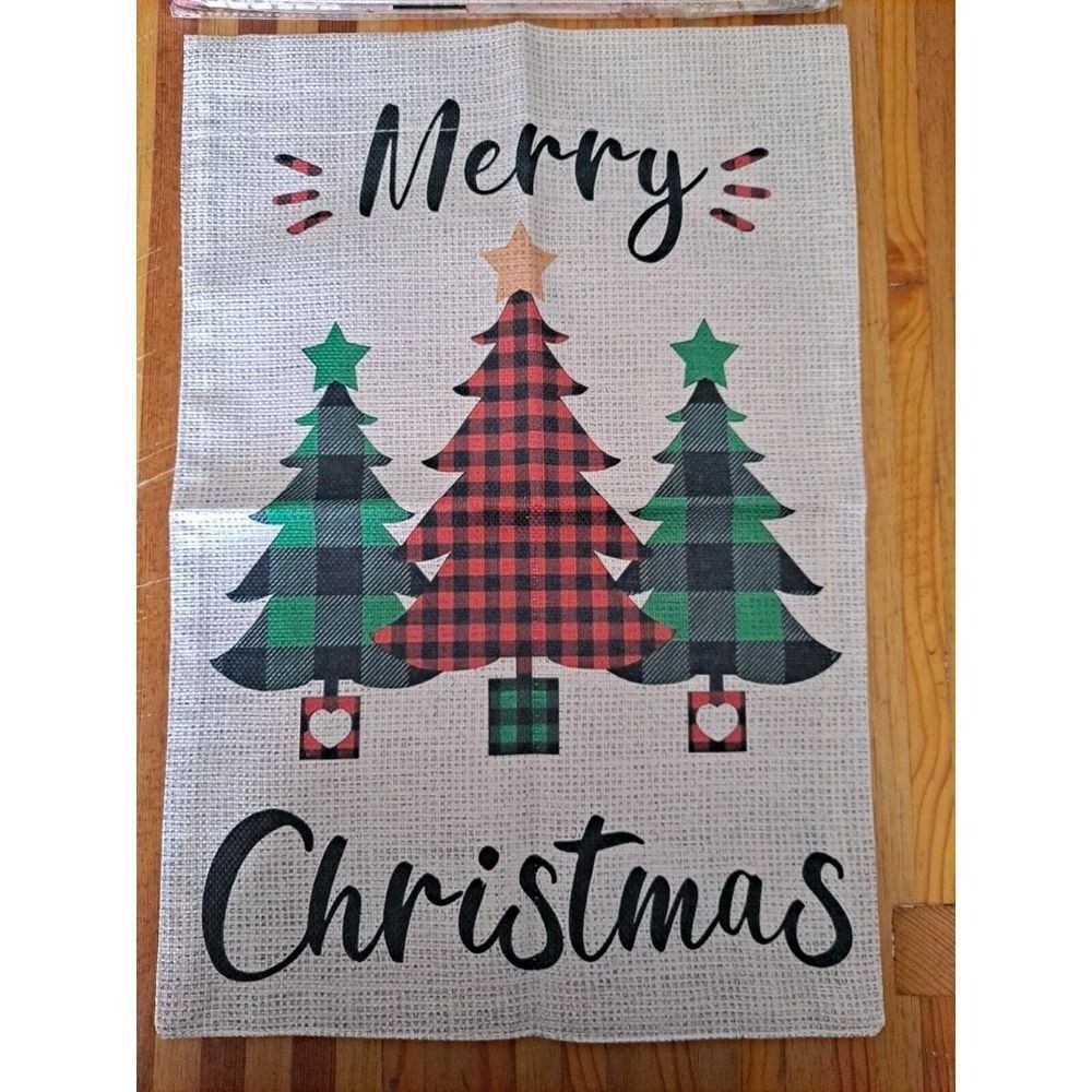 NEW Home & Garden 1pc Double Sided Merry Christmas Trees Garden Flag 12x18‎